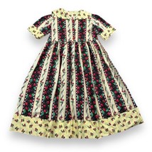 Handmade Mary Engelbreit Yellow Striped Checkered Cherries Girls Dress Sz 7 - $26.24