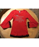 GIRL SZ. M (6-8?) KAVIO RED BLING SHIRT TOP DEAR SANTA I CAN EXPLAIN! XO... - $10.43 CAD