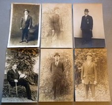 Original Men with Hats (6) Six RPPC ca. 1910-15 Fashionable Men &amp; Their ... - $12.25