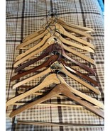 Lot of 10 Vintage Wood Wooden Clothes Hangers For Pants Shirts Jackets C... - $54.16 CAD