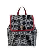 Tommy Hilfiger Women’s Navy Backpack – Logo Print with Red Trim – Gold Hardware - $34.20