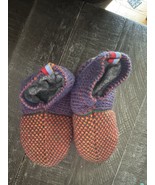 BOMBAS Gripper Slippers Youth Sizes 11-13 Unisex Orange/Purple Fleece Lined - $20.00