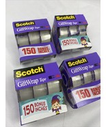 (4) 3pk Scotch Gift Wrap Tape 3/4” x 350” total 12 Rolls dispenser Magic... - £10.42 GBP