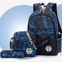 3piece Backpack Men Backpack Teenage Boys Kids Backpack Waterproof Laptop Bagpac - £43.25 GBP