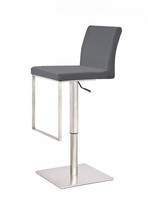 37" Gray And Silver Faux Leather And Stainless Steel Swivel Low Back Adjustable  - $9,655.94 MXN