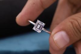 2.0 CT Emerald Cut Moissanite Engagement Ring 14K Solid Gold Anniversary Ring - £53.83 GBP+