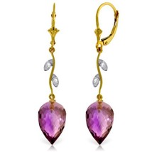 Galaxy Gold GG 14k Yellow Gold Drop Style Earrings with Amethysts and Diamond Ac - £531.56 GBP