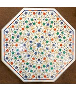 20 &quot; White Marble Side Table Inlay Work Lapis Lazuli Precious Stone Luxa... - $1,663.50 CAD