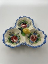 Nova Rose Divided Condiment Dish Serving Tray Italy Hand Painted - £15.91 GBP