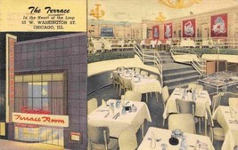 Grecian Terrace Room Restaurant Interior Chicago Illinois 1953 linen postcard - £5.39 GBP