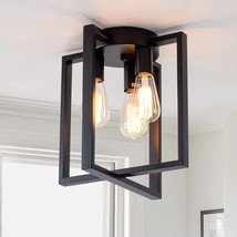 Three-Light Industrial Vintage Squareare Black Ceiling Lights With, And Hallway. - £48.09 GBP