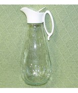 VINTAGE LOG CABIN SYROP DISPENSER JUG PITCHER 9&quot; TALL CLEAR GLASS PLASTI... - £6.36 GBP