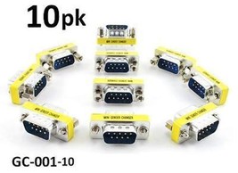 10-Pack Db9 Serial Male/Male Slim Type Gender Changer Coupler Adapter, Gc-001 - $33.99