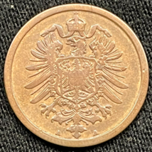 1873 A Germany 2 Pfennig Eagle Coin Berlin Mint - $7.92