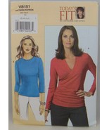 Vogue Today&#39;s Fit V8151 knit shirt pattern Sizes G H I J Plus size - £11.07 GBP