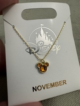 Disney Parks Mickey Mouse Faux Topaz November Birthstone Necklace Gold Color NEW image 2