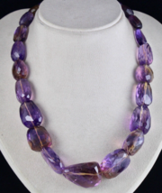Natural Ametrine Beads Faceted Tumble 1088 Ct Stone Silver Necklace Accessories - £760.98 GBP