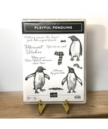 Stampin Up! PLAYFUL PENGUINS Cling Stamp Set Phrases Winter Holiday Craf... - $23.36