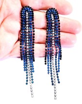 Blue Chandelier Earrings, Rhinestone Crystal Drop Earrings, Statement Earrings 4 - £28.76 GBP