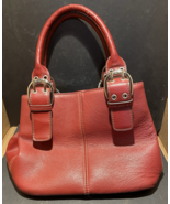 EUC TIGNANELLO Red Softened Pebbled Leather Handbag Purse W/Bottom Studs - $454.60 MXN