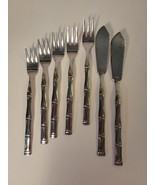 5 Stainless Korea Pickle/Olive Forks and 2 Butter &amp; Cheese Knives - $17.00