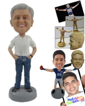 Personalized Bobblehead Graceful Gentleman In Casual Dress With A Wrist ... - £71.60 GBP