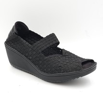 Baretraps Women Mary Jane Wedge Heels Umma Size US 7.5M Black Elastic Knit - £13.34 GBP