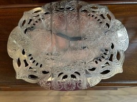 VINTAGE SILVER Plated Decorative Floral Expandable OVAL Serving Trivet T... - $34.65