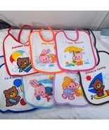 Vintage KMart Little Ones Baby Bib set 7 k-mart terry cotton 90s bear bunny - $41.01 CAD