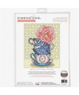 Rose Tea Cross Stitch Kit - Beginner&#39;s Delight! 8x10, 14 Cnt. Ivory Aida... - $100.19 CAD