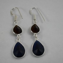 925 Sterling Silver Glass Smoky Gemstone Handmade Earrings Women Gift BES-1375 - £27.23 GBP