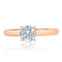 GIA Certificato 0.70 KT Solitario Diamante Rotondo Fidanzamento Anello 14k Rosa - £1,072.29 GBP