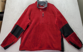 Patagonia Sweatshirt Men XL Red Fleece Polyester Zip Pocket Quarter Zip Pullover - £59.48 GBP