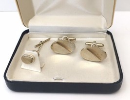 Vtg Signed ANSON Gold Tone Cufflinks and Tie Tack Mid Century Modern (Envoy Box) - £17.79 GBP