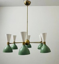 6 Arms 12 Light Mid Century Stilnovo Style Handmade Brass Ceiling Lamp Light - £265.12 GBP
