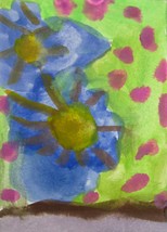 Original Abstract Watercolor Painting &quot;Summer&quot; ACEO by 6 Year Old Artist Mila - £6.24 GBP