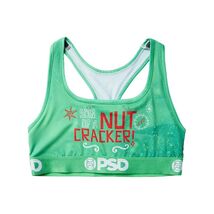 PSD Women's Elf Nut Cracker Sports Bra, Green,Size Large - $24.70