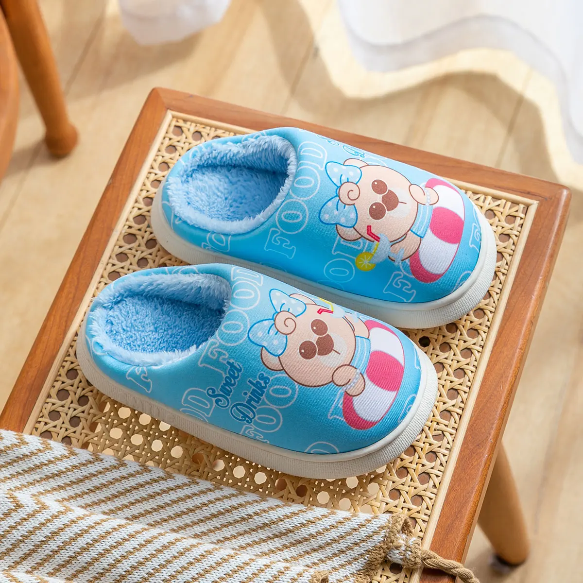Winter Cotton Outdoor Slippers Candy Color  With Children&#39;s Slippers Girl Male B - £102.11 GBP