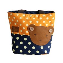 [Bear-Orange] Blancho Applique Kids Fabric Art Mini Shopper Bag/Tote Bag-Small S - £12.63 GBP
