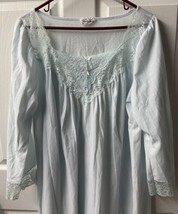 Vintage Vanity Fair Lingerie Dress Robe Nightgown Ice Blue Womens Size L... - £39.52 GBP