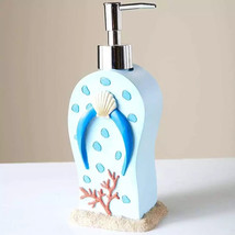 Gone to the Beach Flip-Flop Soap Lotion Dispenser Red Coral Blue Tan Cer... - $24.97