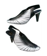 Donald Pliner White Twisted Leather Elastic Slingback Shoe Peep Toe $395... - $158.00
