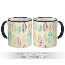 Leaf Prints : Gift Mug Feathers Rainbow Dream Catcher Pattern Wall Decor Best Fr - £12.51 GBP