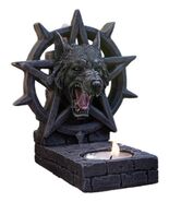 Gothic Alpha Wolf Pentagram Wheel Candle And Backflow Incense Cone Burne... - $41.79 CAD