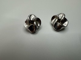 Vintage Crown Trifari Silver Clip Earrings 2cm - £9.75 GBP