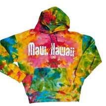 Y2K XL Colorful Tiedye Maui Hawaiian Hoodie Hooded Sweatshirt Hippie Surfer - £31.29 GBP