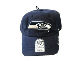NWT New Seattle Seahawks &#39;47 Brand Clean-Up Logo Women&#39;s Adjustable Hat - £17.36 GBP