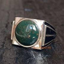 Heavy Bloodstone Ring Men Big 925 Silver Ring Husband Gift Father&#39;s Day Gifts - £69.12 GBP