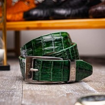 Marco Di Milano genuine exotic caiman fuscus-belly belt Riccardo Forest Green image 4
