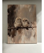 Youngster Birds on a Perch Canvas Painting  - $15.00